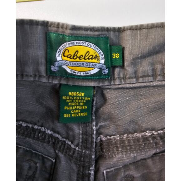 Cabelas size 38 rip stop active outdoor working shorts casual green chino ^ - Picture 3 of 6